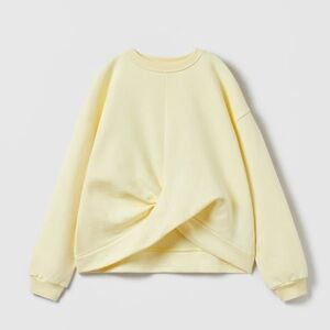 Zara Twist Front Light Yellow Cropped Sweatshirt